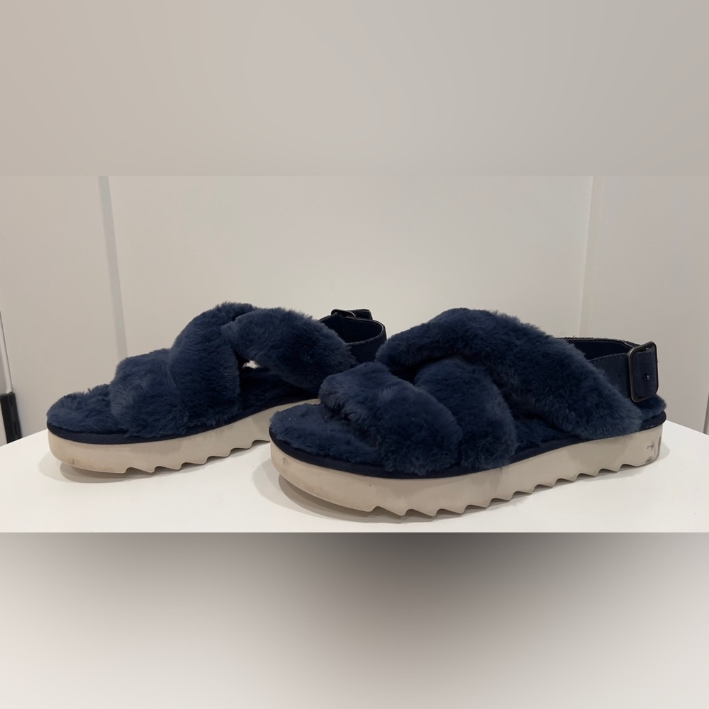 UGG Navy Plush Women's Slippers